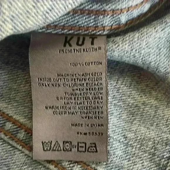 KUT from the Kloth Dolly Rhinestone Crop Denim Jacket in Fanciful Sz Medium NWT - Picture 8 of 11